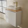 Planetmöbel Set mobili da bagno Lavabo con mobile sottolavabo 56 x 55 x 30 cm bianco, con rubinetteria lavabo e set di scarico lavabo oro spazzolato per lavandino, ospiti e bagno