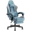 Dowinx Sedia Gaming, Sedia da Ufficio in Tessuto con Cuscino a Molle, Sedia Gamer Regolabile in Tessuto con Supporto per Testa, Sedia Ergonomica da Ufficio con Poggiapiedi, Bleu-Gris