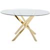 Vente-unique - Tavolo da pranzo tondo 6 coperti in Vetro temperato e Metallo dorato Trasparente - COSIMA