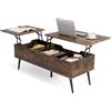 RELAX4LIFE Tavolino da Caffè Sollevabile con Portaoggetti, Tavolino Salotto, con Piano a Doppia Alzata e Scomparti Nascosti, 5 Gambe in Metallo, 111×48×40-54cm, per Soggiorno, Max 75kg (Marrone)