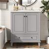 Moimhear 76x46x87cm Mobile bagno, lavabo, gambe in legno massello, completamente laccato, resistente all'umidità e all'acqua, lavabo in ceramica integrato (Grigio)
