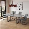 JIEXI Tavolo da pranzo allungabile 4-6 posti, tavolo da pranzo allungabile e sedie, materiale MDF moderno, adatto per soggiorno, cucina, lunghezza 130-170 cm