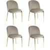 Marvin Sedia in Velluto con Gambe Oro Chiara, Sedie in Metallo Dorato, Poltroncina con Seduta Imbottita per Sala da Pranzo Salotto Soggiorno di Design Moderno (4, Tortora/Oro)