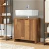 [en.casa] Armadio Sottolavabo Mobile Sotto Lavandino Armadio da Bagno a 2 Ante e Spazio Stoccaggio 60 x 60 x 30 cm Effetto Legno Intarsiato color Noce