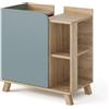 Vicco Mobiletto per lavabo Karen, Sonoma/blu, 60 x 65 cm con porta e vani aperti, con ritaglio per sifone per il montaggio sotto il lavabo
