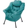 ML DESIGN modern living ML-Design Poltrona Lounge Petrolio in Poliestere con Imbottitura Cotone PP, Braccioli, Tasca Laterale, Seduta Ergonomica, Cuscino per Testa