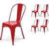 Kosmi - Juego de 4 sillas de metal rojo brillante para un diseño colorido de estilo industrial