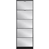 milani home - scarpiera moderna 5 ante con specchi, 24 x 60 x 180 cm, grigio scuro, truciolare bilaminato e vetro