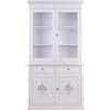 Vicentini arreda CREDENZA CRISTALLIERA IN LEGNO 2 PORTE MOD MARTINI SHABBY CHIC BIANCO ANTICATO DECORATA A MANO