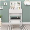 ML DESIGN modern living ML-Design Tavolo Mobile da Toeletta Specchio Ribaltabile Postazione Trucco Make-Up 60 x 40 x 122 cm Organizzatore Cosmetici Specchiera Portaoggetti con Sgabello Imbottito Design Moderno Bianco