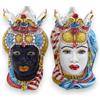 SICILIA BEDDA CAPACI Teste di Moro Siciliana in Ceramica di Caltagirone Realizzata e Dipinta a Mano - Vasi per Piante da Interno ed Esterno - H 13/14 cm - Multicolore - MOD. Emiro (Coppia)