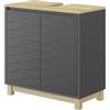 Vicco Mobiletto per lavabo Livia, Antracite, 60 x 60 cm con 2 porte, per riporre sopra il WC con area scaffale aperta