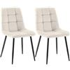 CLP Set di 2 sedie da pranzo Tilde imbottite con schienale, portata fino a 150 kg | Colore bianco crema Materiale Velluto