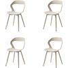 HJhomeheart Sedia da Pranzo Moderna, Set di 4 Sedie, Sedia da Cucina con Gambe in Metallo, Sedia da Ufficio in Stile Scandinavo, Design con Schienale Vuoto (Beige + Beige)