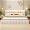Poeahu Struttura per Letto Matrimoniale Imbottito 160x200 cm Poeahu con Sommier a Doghe e Schienale, Letti a Due Posti con Testiera Imbottita, Struttura per Letto per Adulti per Camera da Letto e Camera
