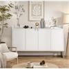 CXHLXYR Credenza da cucina moderna in legno con 4 ante armadio portaoggetti, mobili da soggiorno in legno e metallo color oro, 120 x 30 x 80 cm (4 porte)