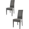 t m c s Tommychairs - Set 2 sedie imbottite modello Luisa per cucina e sala da pranzo, robusta struttura in legno di faggio grigio scuro, seduta e schienale rivestiti in pelle artificiale grigio scuro
