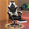 ALFORDSON Sedia Gaming Ergonomica Reclinabile con Cuscino Lombare e Cervicale,Sedia Gamer con Massaggio e Poggiapiedi Retrattile,Altezza Regolabile,Poltrona Ufficio Reclinabile 150°,Similpelle(Bianca)
