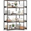 COSTWAY Libreria ad Angolo 180 cm, Libreria a 5 Ripiani a Forma di L con Struttura in Metallo, Scaffale Espositivo Aperto Industriale per Soggiorno Studio Ufficio e Casa, 110 x 89 x 180 cm