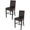 t m c s Tommychairs - Set 2 sgabelli bassi moderni modello Luisa per cucina e bar, struttura in legno di faggio color Wengé, Seduta e Schienale Imbottiti e Rivestiti in pelle artificiale colore marrone
