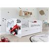 WFL GROUP Lettino bianco con materasso e bagagli inclusi. Letto per bambini, animali, automobili |,(Formula,180x80)