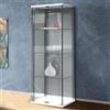 Bissolo Casa Vetrina Bianca 2 Ante, Ripiani in Vetro Temperato, Struttura in Metallo e Laminato, Dimensioni 60,5 x 36,5 x H.163 cm, per Soggiorno, Sala da Pranzo, in Kit