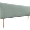DHome - Testiera imbottita in ecopelle o tessuto Aqualine liscio, lussuosa, con gambe (tessuto, verde acqua, 160 x 105 cm con gambe, per letto 150/160 cm)