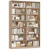 FirFurd 212cm Libreria Verticale a 7 Ripiani, Libreria da Parete a 14 Scomparti Aperti, Divisorio per Ambienti, Vetrina Espositiva, per Soggiorno, Studio, Cucina, Ufficio, 116x28.5x212 cm (Rovere)