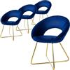 ML DESIGN modern living ML-Design Set 4 Sedie per Sala da Pranzo in Velluto Blu con Schienale Rotondo Poltroncina Imbottita da Cucina Salotto con Gambe in Metallo Oro Seduta Ergonomica Confortevole per Soggiorno 64x53x77 cm