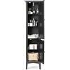 COSTWAY Mobile da Bagno Alto con 2 Ante, Armadio da Terra con 5 Vani, Mobile Colonna per Bagno Cucina Soggiorno, 37 x 37 x 160 cm (Nero)