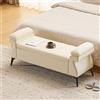 Ckaff Panca Contenitore Camera da Letto 128x44x53cm, Panca Fondo Letto Matrimoniale, Cassapanca Pouf Organizzatore Ottomano in Pelle PU per Camera da Letto Soggiorno Ingresso, Beige