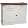 Vicentini arreda CREDENZA MADIA BUFFET SHABBY CHIC 2 ANTE MOD MARTINI BIANCA ANTICATA E NOCE SCURO