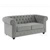 Vente-unique - Divano fisso 2 posti Chesterfield - velluto - grigio chiaro