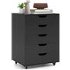 RELAX4LIFE Cassettiera Ufficio con Ruote, Piano 40x49 cm con Portata 45kg, Guide Metalliche, Silenziosa e Stabile, Mobile Porta Stampante per Ufficio, Casa (Nero, 5 Cassetti - 66 cm)