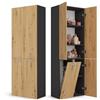 CDF Mobile Bagno Alto con Portabiancheria 1 Cesto 174x60x30 cm Antracite | Armadio Lavanderia, Colonna Alta, Ante e Vani Chiusi, Rovere Artisan, per Biancheria Sporca, Organizzazione Casa