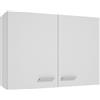 Deftrans Armadio da cucina sospeso bianco singolo 80 x 60 x 30 cm, armadio superiore con due ante per riporre oggetti
