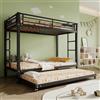 ZHOMGG Letto a Castello 3 Posti 90x200 cm Lettino Estraibile 90x190,nero