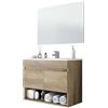 ARKITMOBEL 13Casa Oslo V01 Set Mobile Bagno + Specchio, Melamina, 80 x 45 x 64 cm