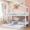 Soweiz Lettino per bambini, 90 x 200 cm, per tre persone, durevole e stabile, allungabile, salvaspazio, sicuro e protetto, bianco