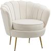 HOMCOM Poltrona Design Vintage in Velluto, Poltroncina Rétro da Camera, Soggiorno o Ufficio, Crema 79x77x77cm