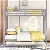 Moimhear Letto a castello, letto in metallo con letto estraibile, con scala su entrambi i lati per bambini, adolescenti, adulti, facile da montare, 90 (140) x 200 cm (argento) (WX000124)