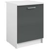 Miroytengo Armadio basso cucina, modulo inferiore vetro 1 anta grigio lucido e bianco 60x84x60 cm