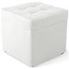 MG Design Pouf contenitore imbottito 45 × 45 cm Bianco - capacità ca. 50 L, fino a 300 kg, struttura in legno massiccio, superficie opaca con trama fine, già montato e facile da pulire