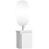Planetmöbel Mobile sottolavabo 50 cm con specchio da bagno con illuminazione ovale, set di mobili da bagno con lavabo, sospeso, bianco