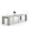 Mobili Fiver, Tavolo Consolle Allungabile con porta prolunghe Easy, 45(305) x 90 cm, Grigio Cemento, fino a 12 posti, Consolle da Ingresso, Soggiorno, Made in Italy