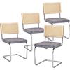 JZGORC Set di 4 Sedie da Pranzo Moderne, Sedia da Cucina Imbottita in Velluto Olandese, Sedia da Pranzo a Sbalzo con Schienale in Rattan a Rete per Soggiorno, Sala da Pranzo, Cucina - Grigio
