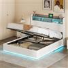 BestAlice Letto matrimoniale imbottito, 140 x 200 cm, letto idraulico con vano portaoggetti aperto, letto per ragazzi, letto a molle con LED e stazione di ricarica, telaio con rete a doghe, velluto