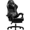 HLFURNIEU Sedia Gaming Ergonomica, Sedia Gamer con Poggiatesta e Poggiapiedi Telescopico, Poltrona Gaming con Supporto Lombare, Schienale Regolabile 90°-135°, Nero