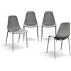 PAZZO DESIGN Sedia Alix, Set Da 4 Sedie, Grigio, In Polipropilene, Gambe Metallo, Cucina, Sala Da Pranzo, Per Ufficio - id_991