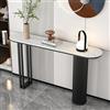 Hltdzer Tavolo Accento Console Moderno Stretto per Ingresso con Base Geometrica Larga di Roccia Industriale Cornice Rettangolare in Metallo Tavolo per Divano Dietro Il Divano(G,100*30*80CM/39.4*11.8*31.5IN)